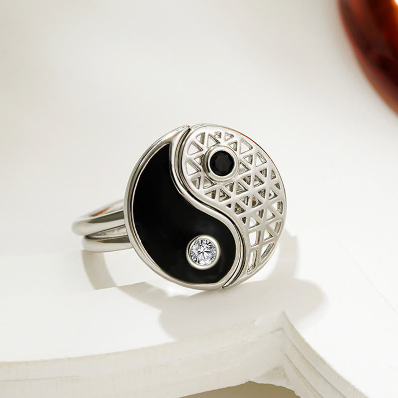 Unisex Titan Stahl Yin Yang Balance Paar Ring