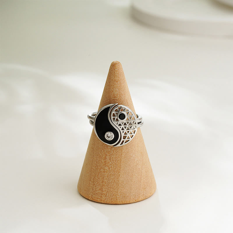 Unisex Titan Stahl Yin Yang Balance Paar Ring