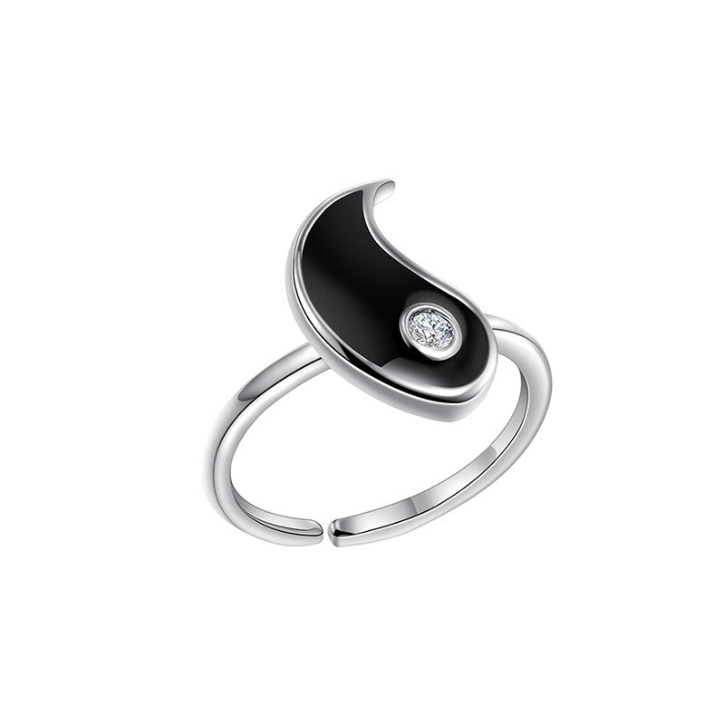 Unisex Titan Stahl Yin Yang Balance Paar Ring