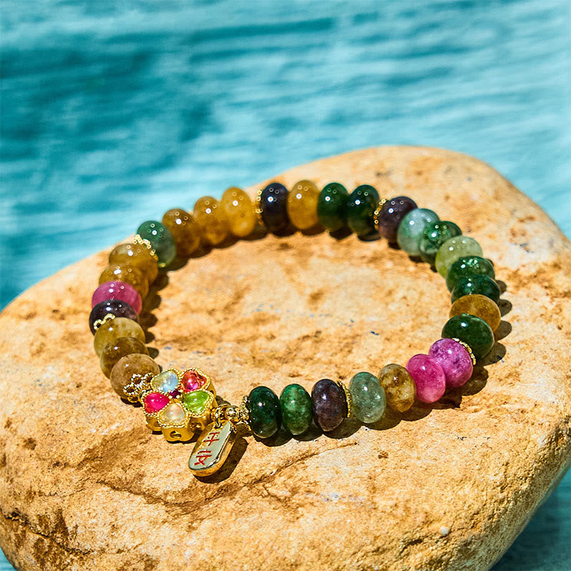 Unisex-Turmalin-Jade-Armband „Safe &amp; Well Love“, 14–16 cm