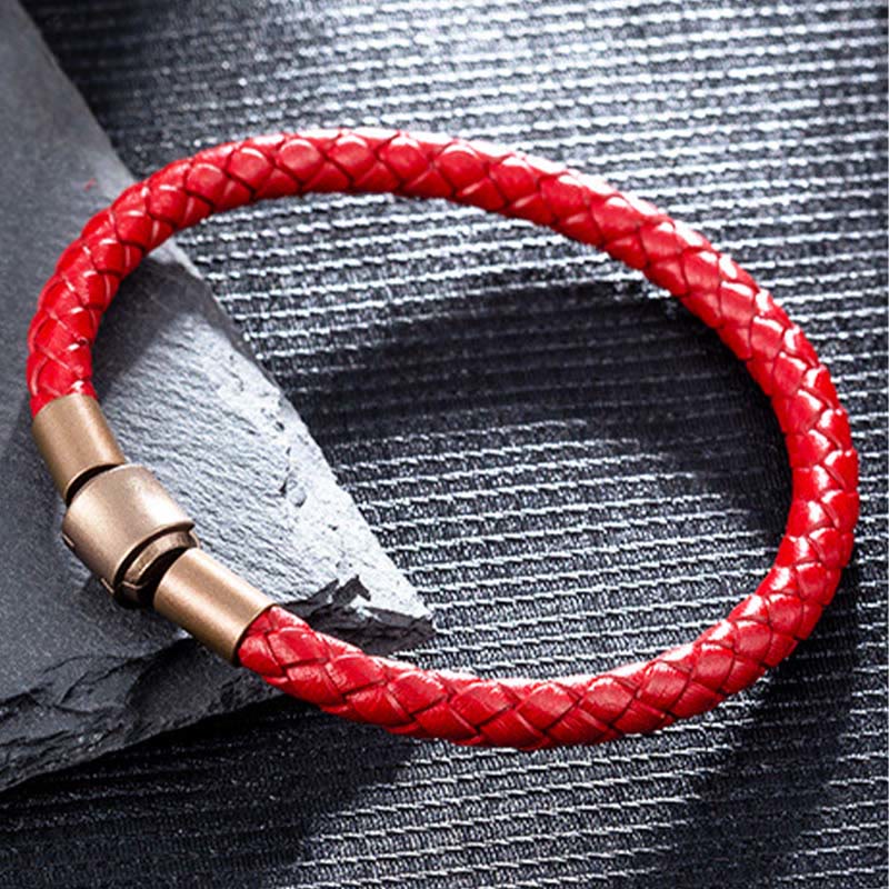 Unisex Vintage Rote Schnur Glücksarmband 4-5mm Lederseil