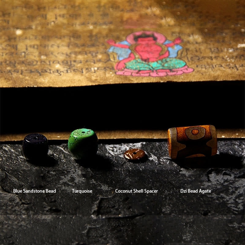 Unisex Yak Bone Dzi Bead Türkis Schutzarmband