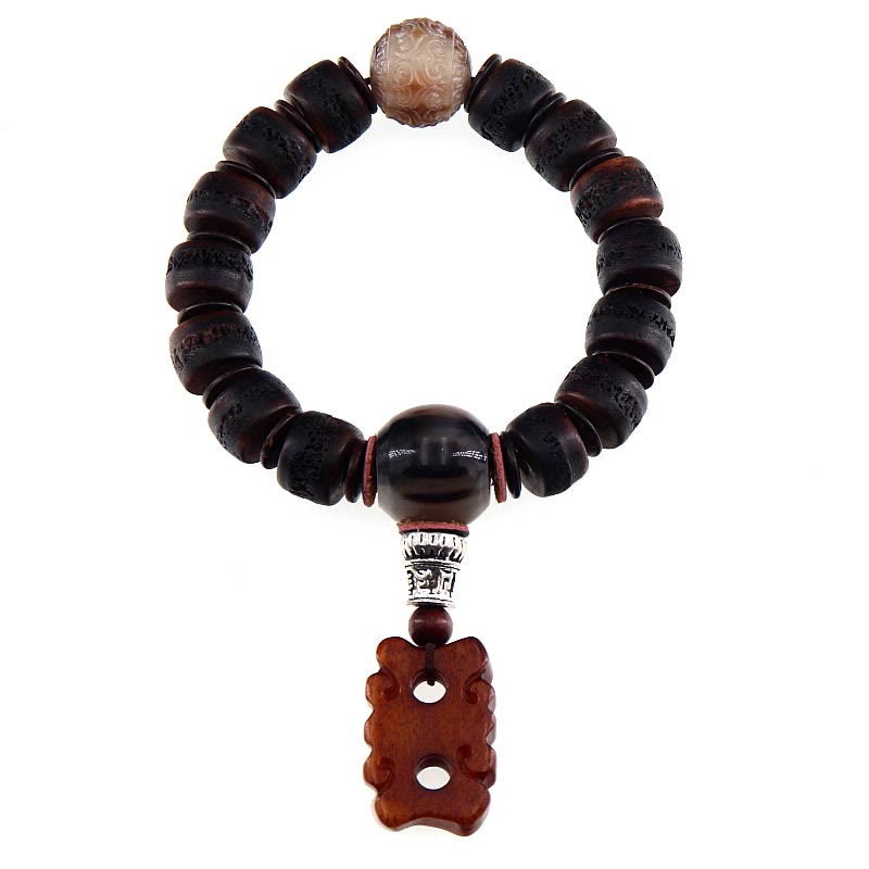 Unisex Yak Bone Dzi Bead Türkis Schutzarmband