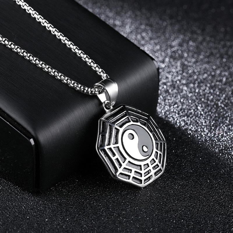 Unisex Yin Yang Bagua Titan Stahl Halskette Anhänger