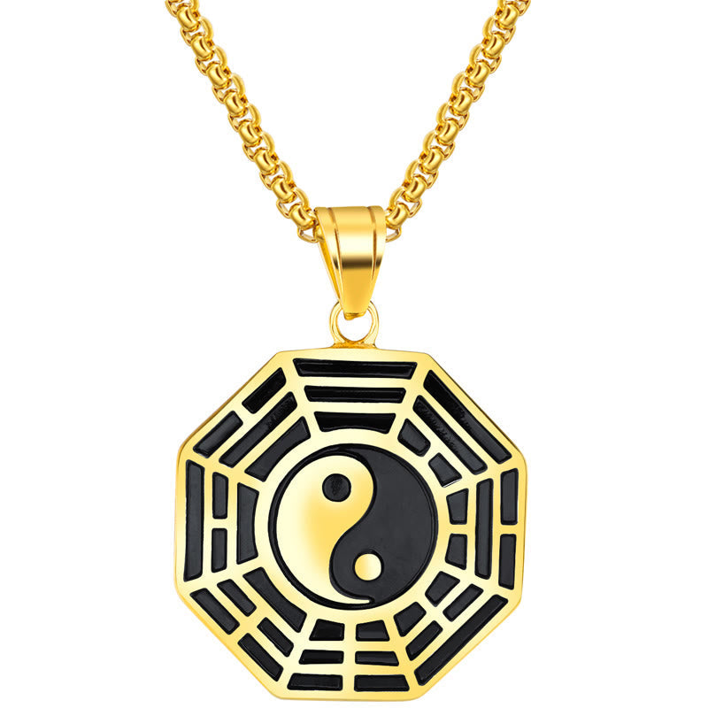 Unisex Yin Yang Bagua Titan Stahl Halskette Anhänger