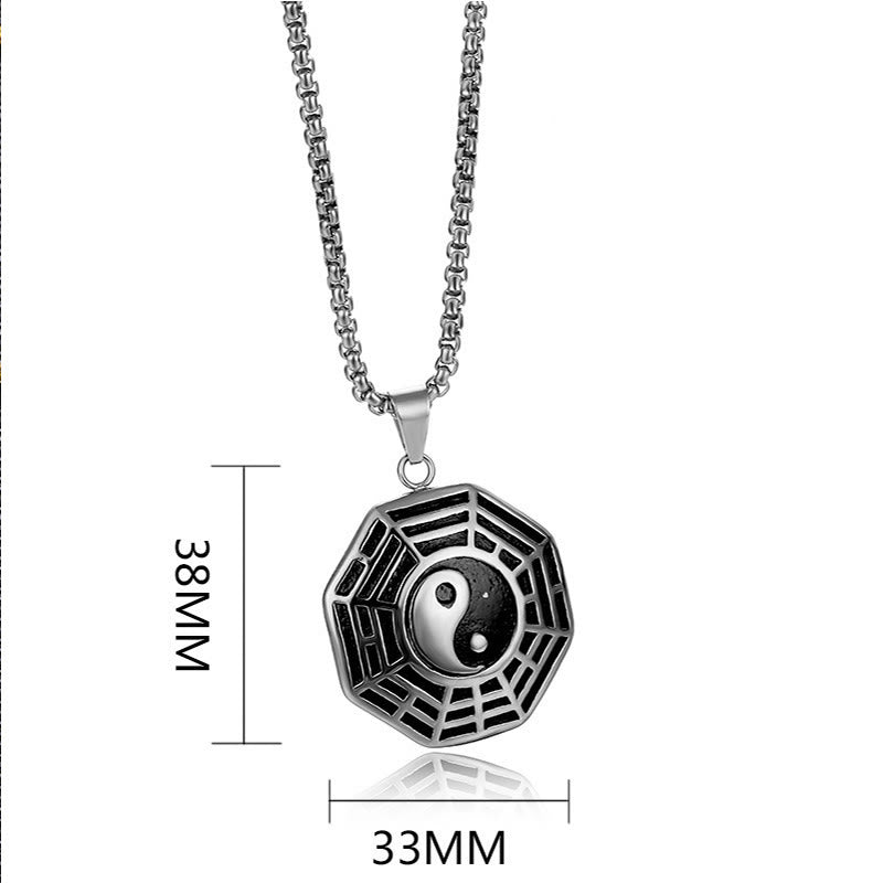 Unisex Yin Yang Bagua Titan Stahl Halskette Anhänger