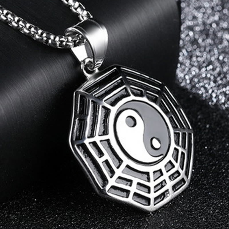 Unisex Yin Yang Bagua Titan Stahl Halskette Anhänger