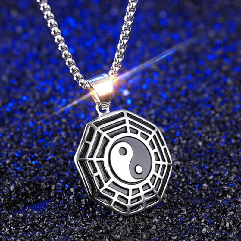 Unisex Yin Yang Bagua Titan Stahl Halskette Anhänger