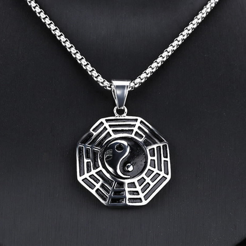 Unisex Yin Yang Bagua Titan Stahl Halskette Anhänger