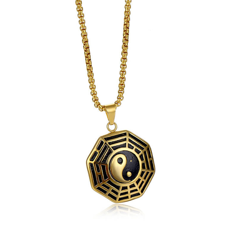 Unisex Yin Yang Bagua Titan Stahl Halskette Anhänger