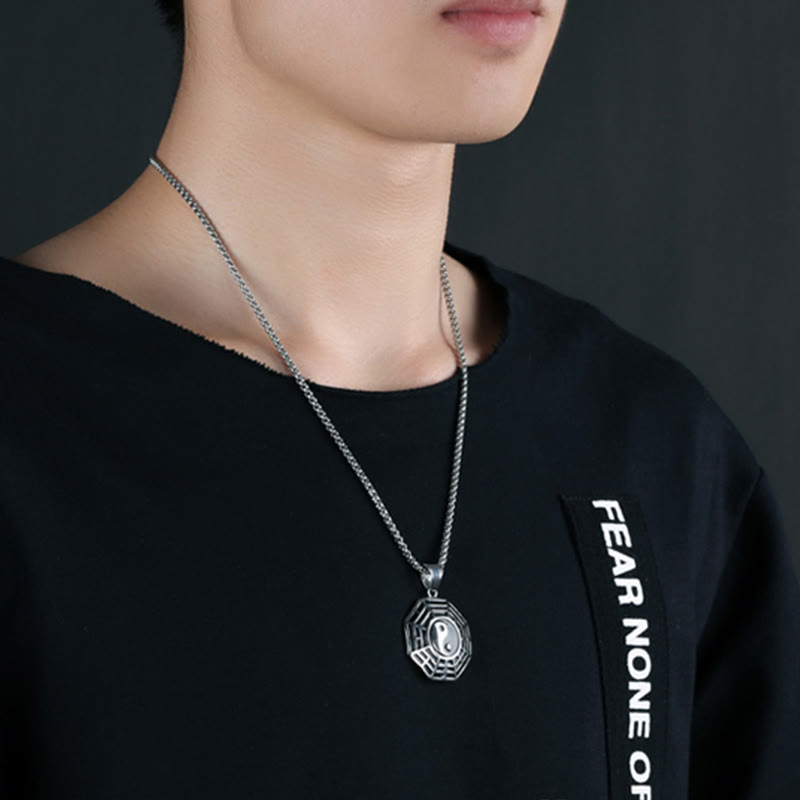 Unisex Yin Yang Bagua Titan Stahl Halskette Anhänger