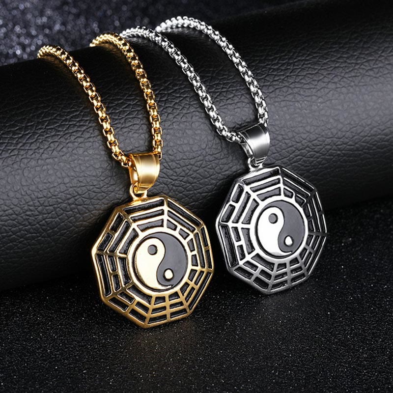 Unisex Yin Yang Bagua Titan Stahl Halskette Anhänger