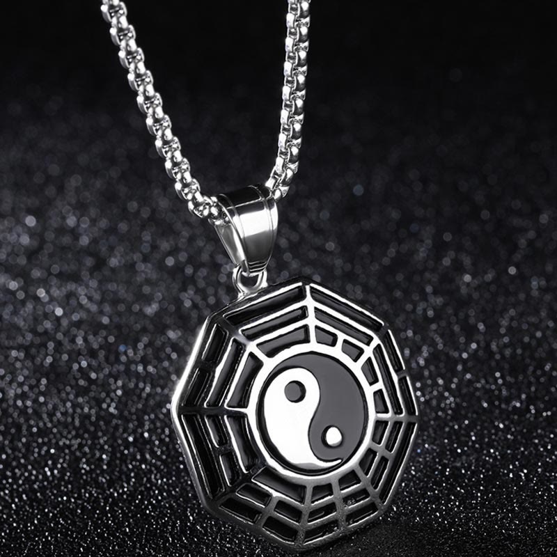 Unisex Yin Yang Bagua Titan Stahl Halskette Anhänger