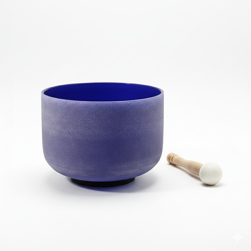 Kristallklangschale für das dritte Auge-Chakra – Eine Klangschale mit Noten zur Heilung – Indigo