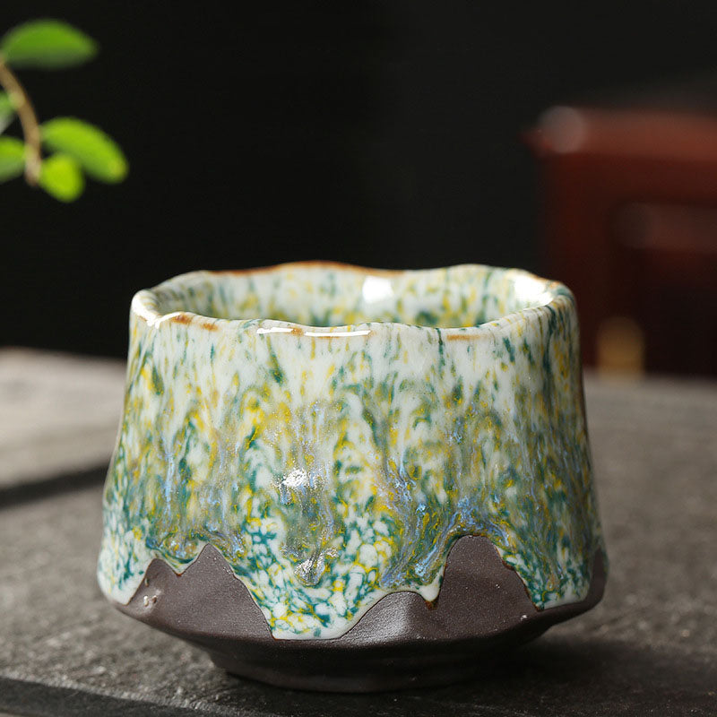 Lebendige Zen-Teetasse aus Keramik, 130 ml | Orangerot oder Grüngelb
