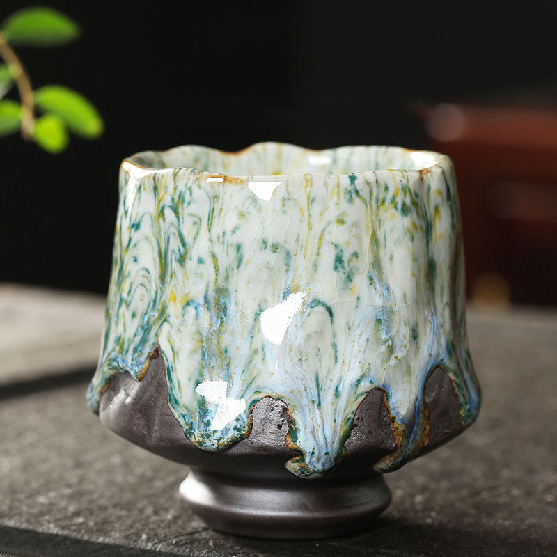 Lebendige Zen-Teetasse aus Keramik, 130 ml | Orangerot oder Grüngelb
