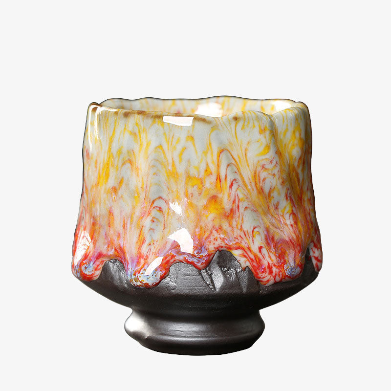 Lebendige Zen-Teetasse aus Keramik, 130 ml | Orangerot oder Grüngelb