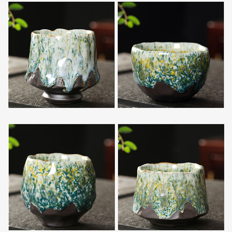 Lebendige Zen-Teetasse aus Keramik, 130 ml | Orangerot oder Grüngelb