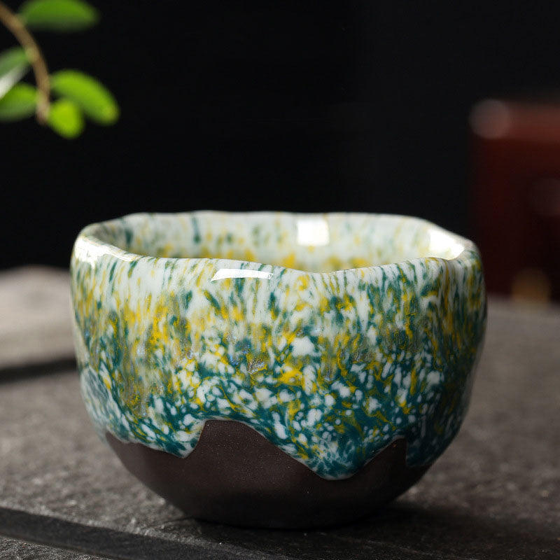 Lebendige Zen-Teetasse aus Keramik, 130 ml | Orangerot oder Grüngelb