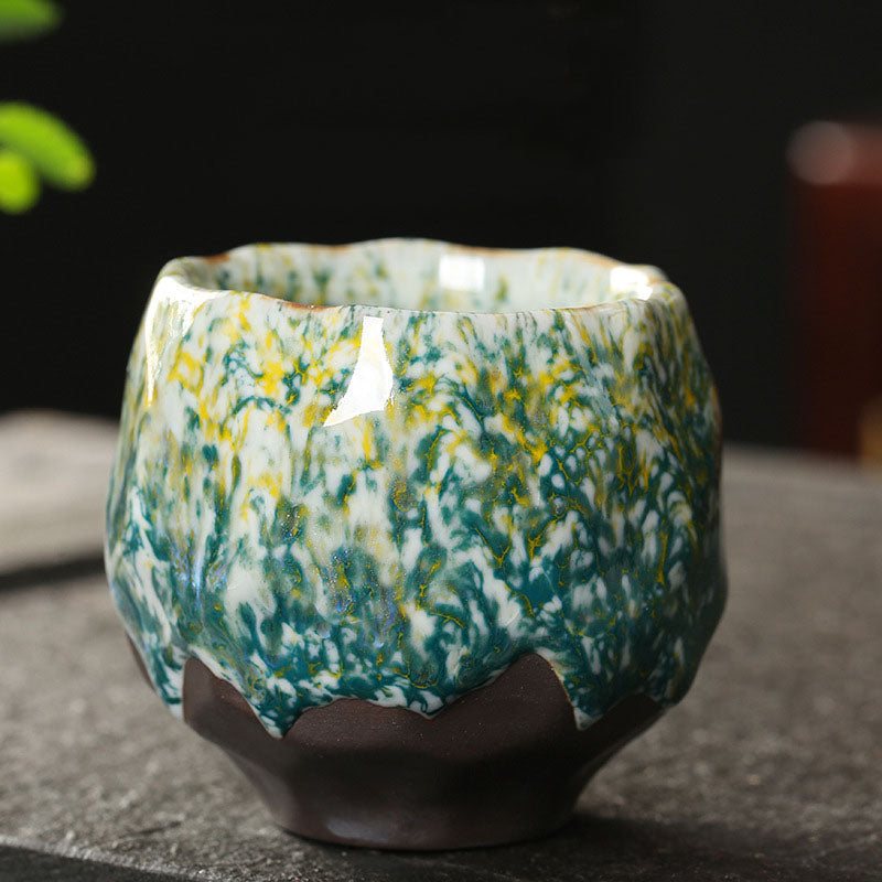 Lebendige Zen-Teetasse aus Keramik, 130 ml | Orangerot oder Grüngelb