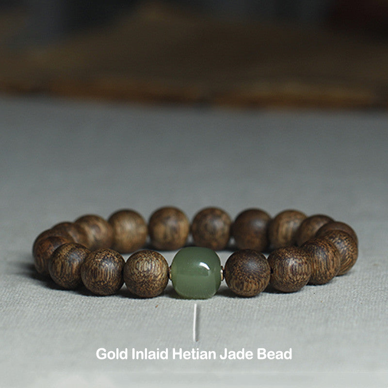 Vietnam Huang Qinan Adlerholz &amp; Hetian Jade Friedensarmband
