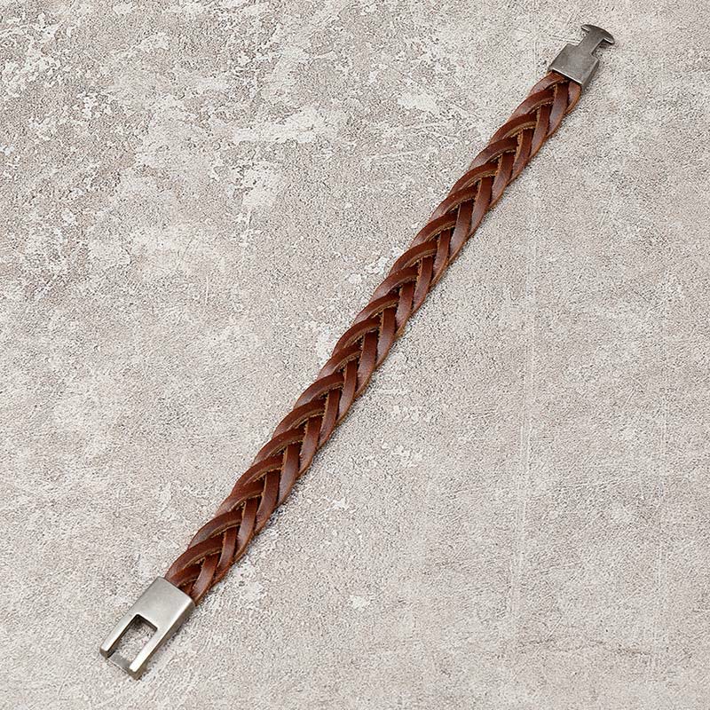 Vintage 18–20 cm geflochtenes Kraftarmband aus Leder