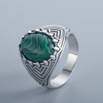 Vintage 18mm Sterling Silber Malachit Ring für Ruhe