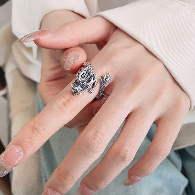 Vintage 925 Sterling Silber Drachenring | Glücks- und Kraftsymbol