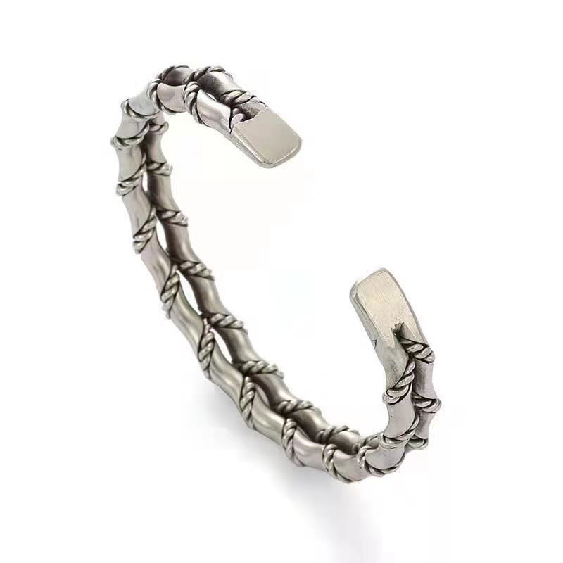 Vintage Bambus Muster Glück Manschette Armband | Kupfer spirituelle Armband
