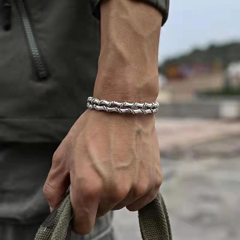 Vintage Bambus Muster Glück Manschette Armband | Kupfer spirituelle Armband