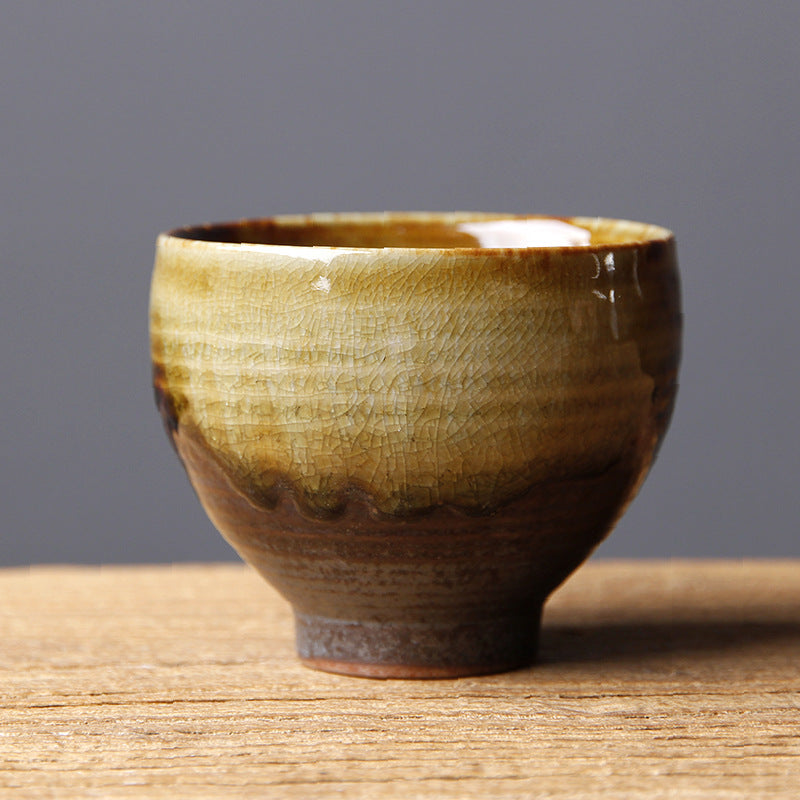 Vintage Braun Beige Kiln Change Keramik Teetasse für Meditation