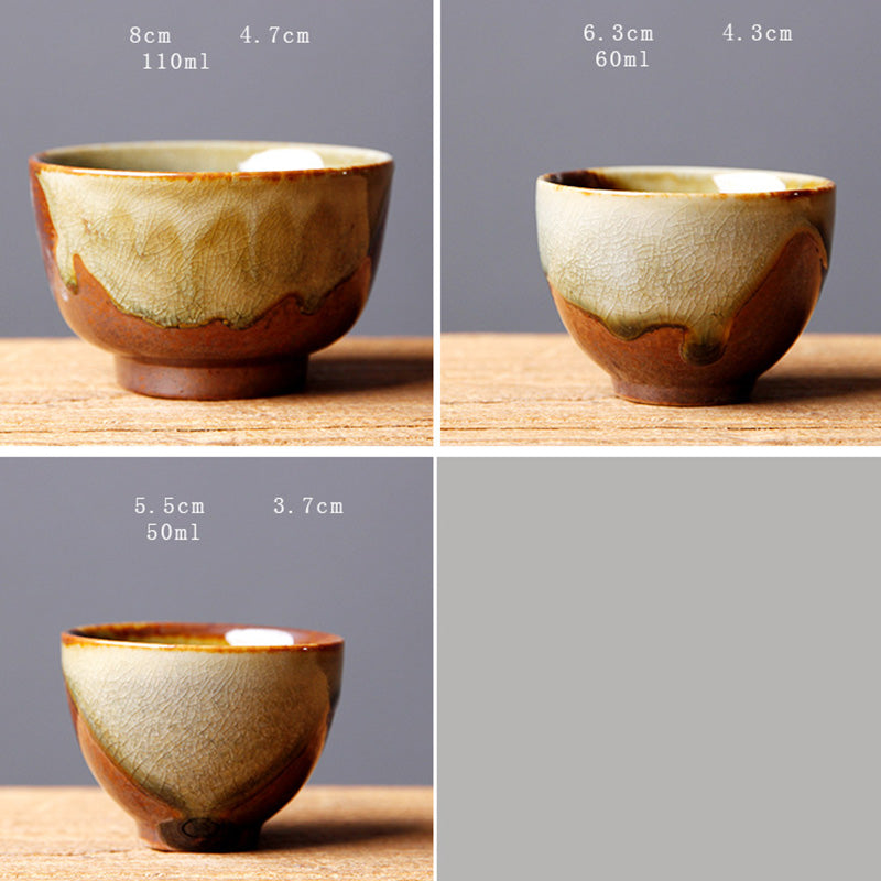 Vintage Braun Beige Kiln Change Keramik Teetasse für Meditation