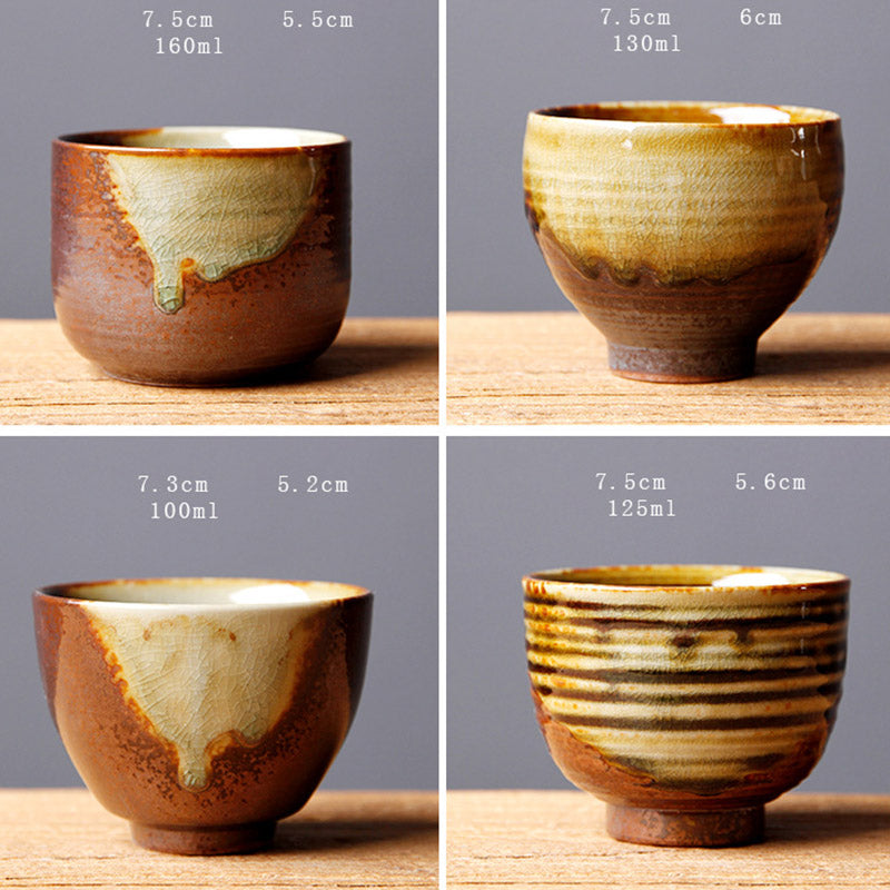 Vintage Braun Beige Kiln Change Keramik Teetasse für Meditation