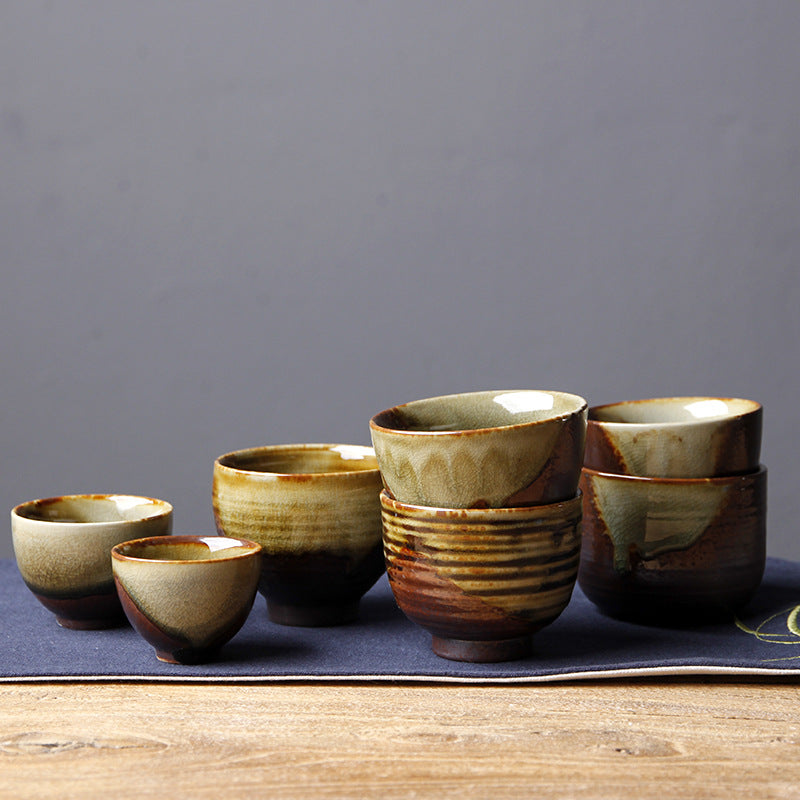 Vintage Braun Beige Kiln Change Keramik Teetasse für Meditation