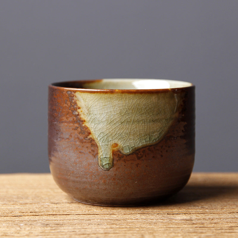 Vintage Braun Beige Kiln Change Keramik Teetasse für Meditation