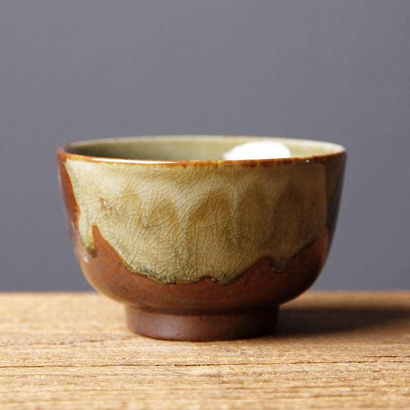 Vintage Braun Beige Kiln Change Keramik Teetasse für Meditation