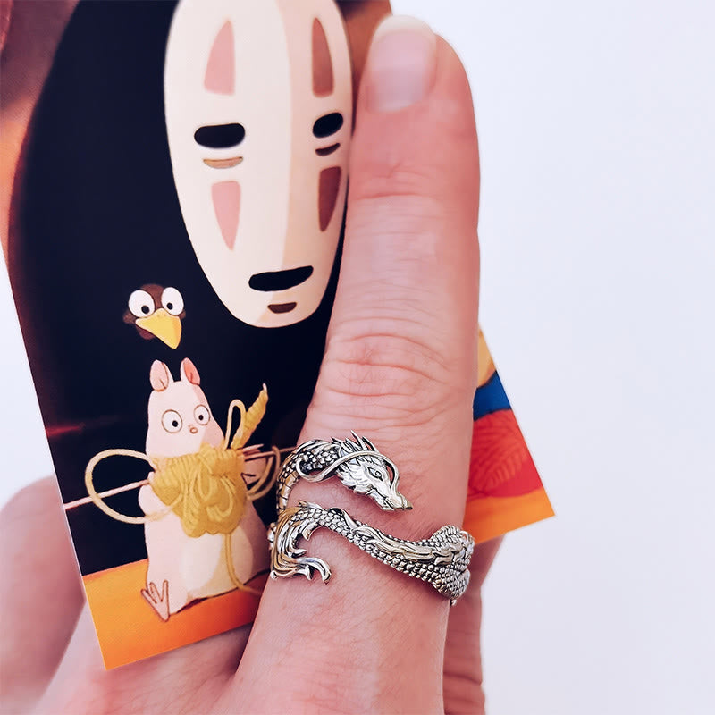 Vintage Drachenmuster Schutzring Zinklegierung