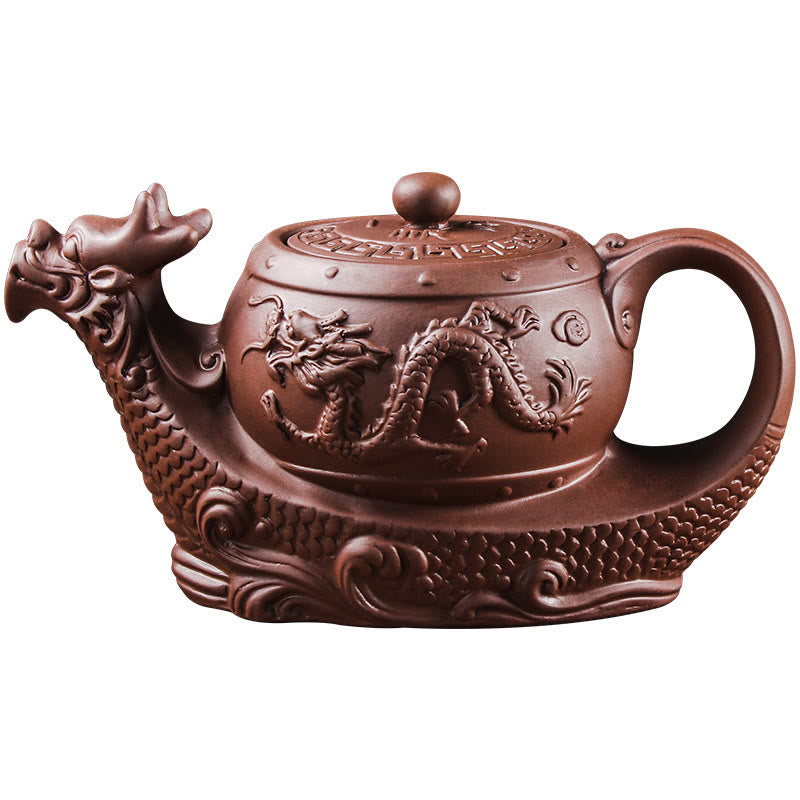 Vintage Drachen Lila Ton Keramik Teekanne für Zen Dekor