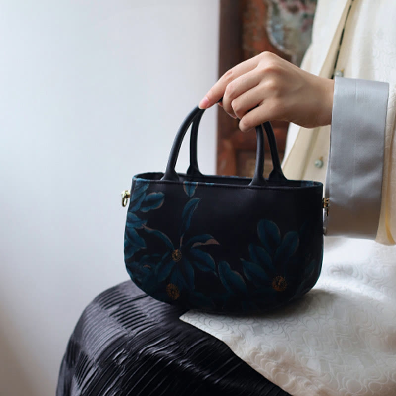 Vintage Flower Peony Metallkette Reißverschluss Umhängetasche