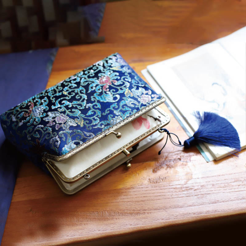 Vintage Geometry Flowers Umhängetasche mit Metallkette