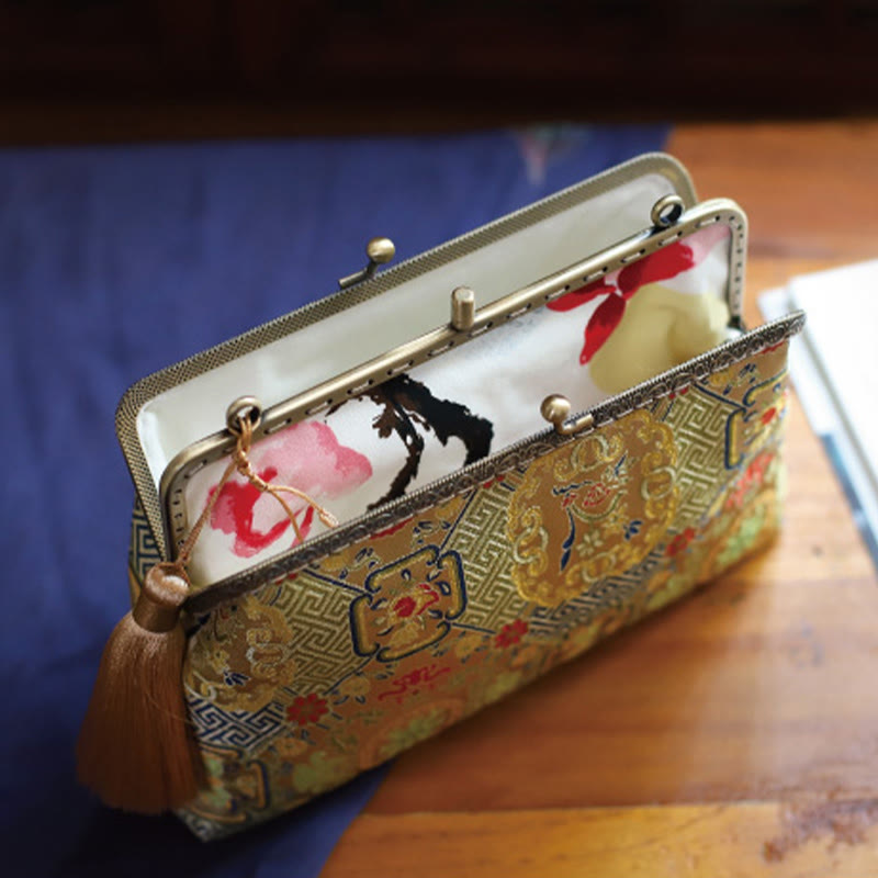 Vintage Geometry Flowers Umhängetasche mit Metallkette