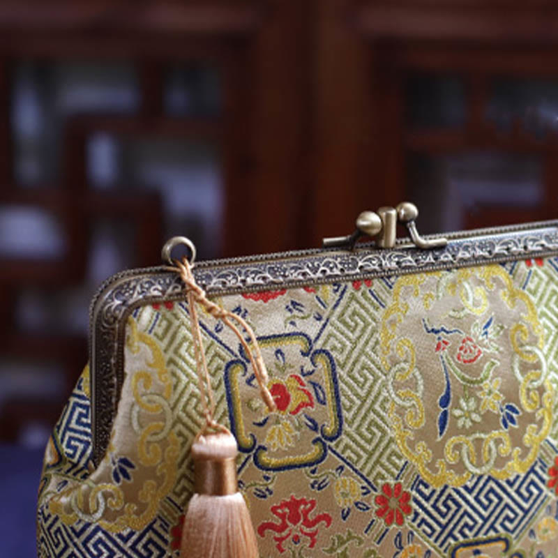 Vintage Geometry Flowers Umhängetasche mit Metallkette