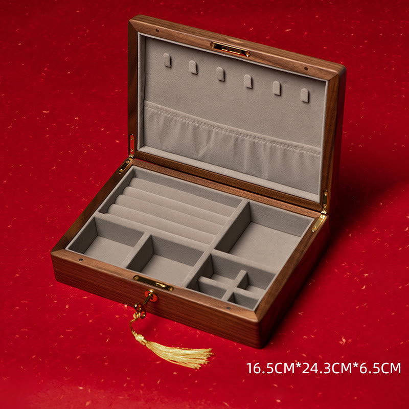 Vintage Handgemachte Aufbewahrungsbox für Schmuck aus schwarzem Walnussholz