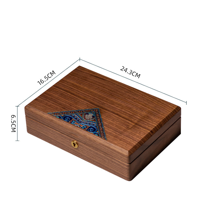 Vintage Handgemachte Aufbewahrungsbox für Schmuck aus schwarzem Walnussholz