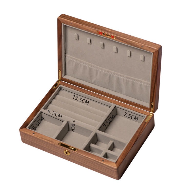 Vintage Handgemachte Aufbewahrungsbox für Schmuck aus schwarzem Walnussholz