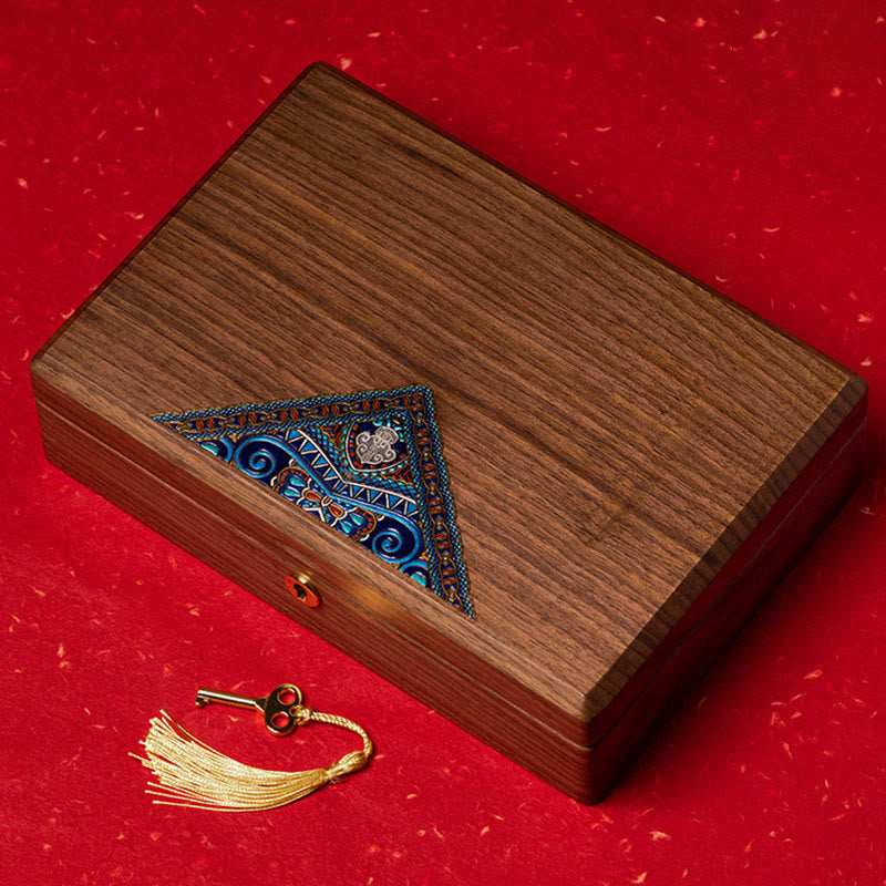Vintage Handgemachte Aufbewahrungsbox für Schmuck aus schwarzem Walnussholz