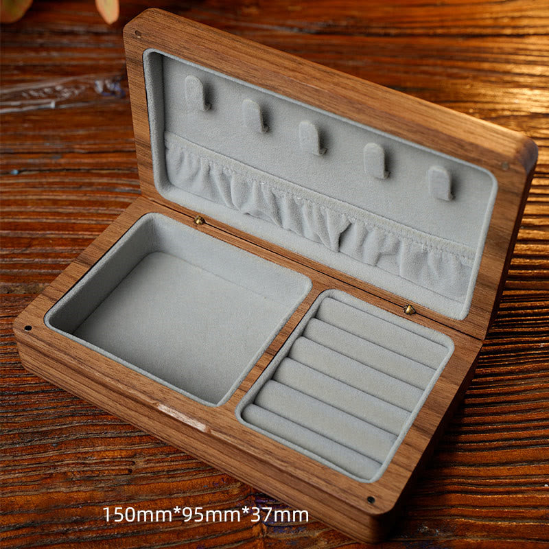 Vintage Handgemachte Aufbewahrungsbox für Schmuck aus schwarzem Walnussholz