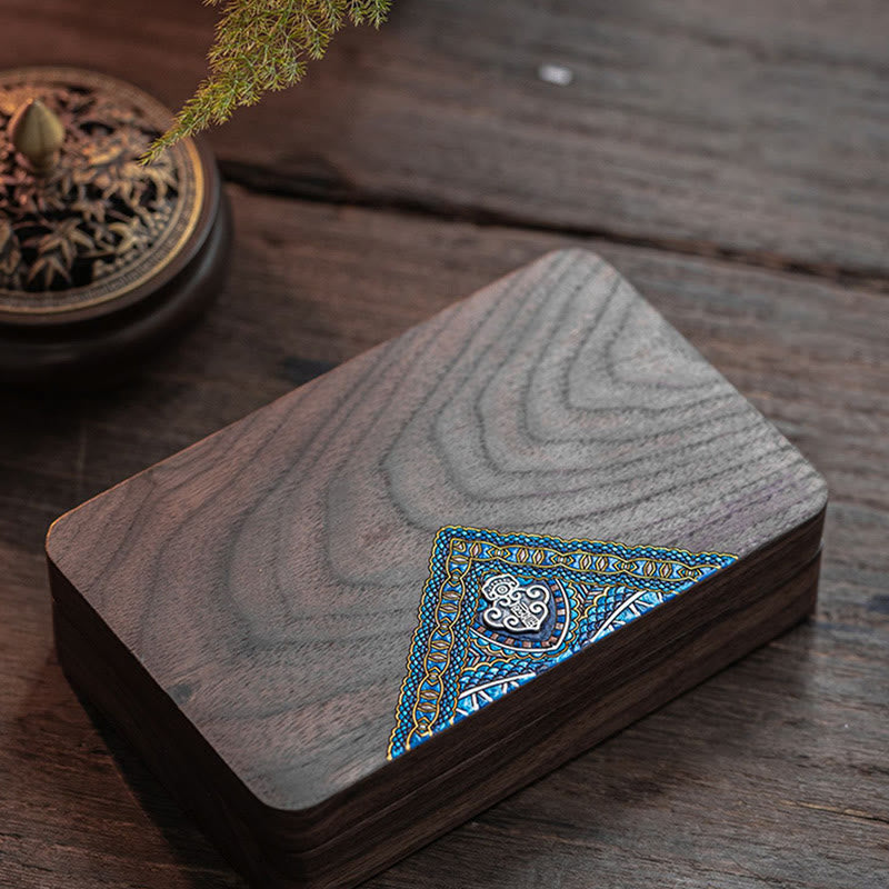 Vintage Handgemachte Aufbewahrungsbox für Schmuck aus schwarzem Walnussholz