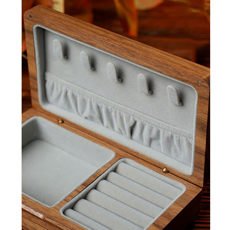 Vintage Handgemachte Aufbewahrungsbox für Schmuck aus schwarzem Walnussholz
