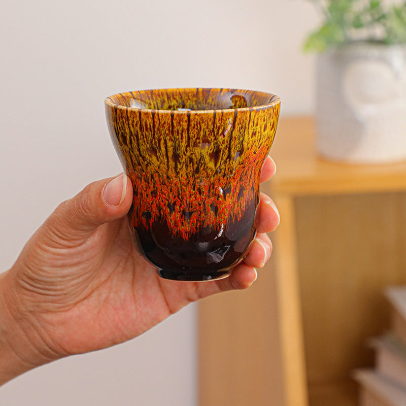 Vintage Kiln Change Keramik-Kaffeetasse, 150 ml, Zen-Dekor